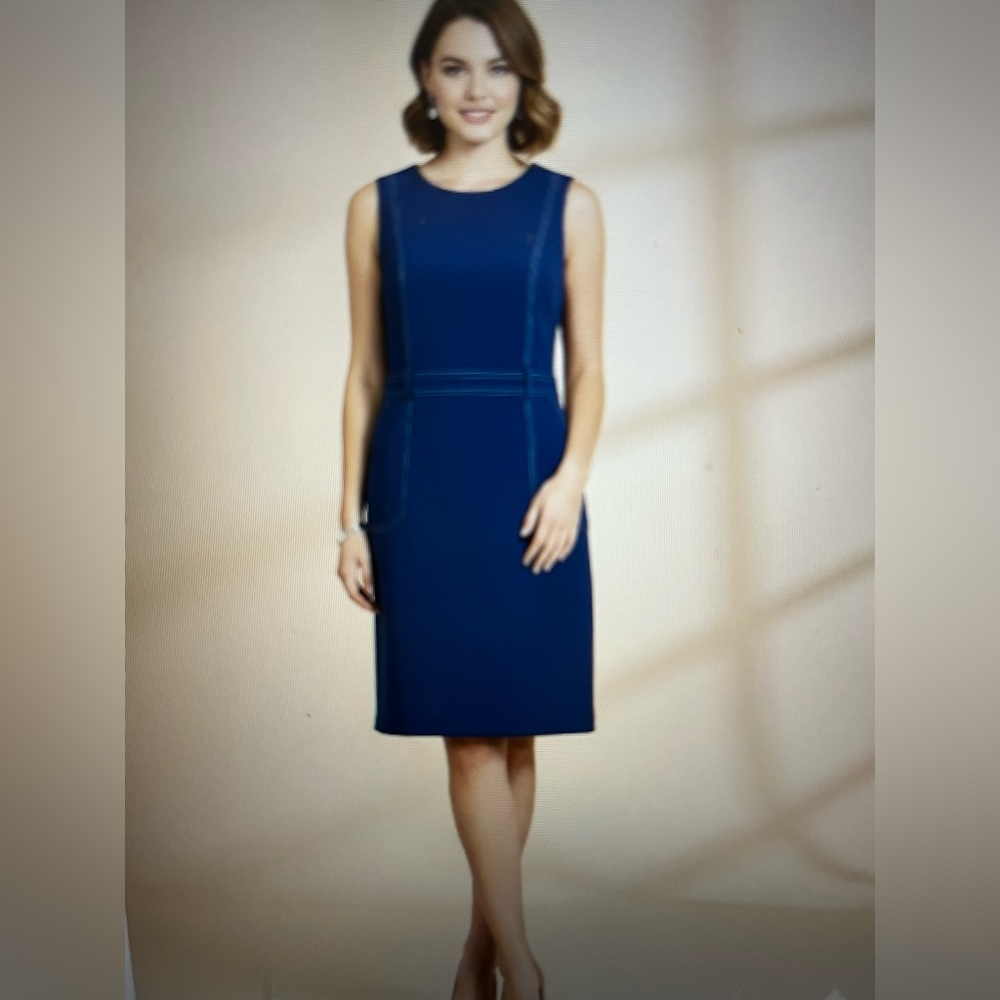 Tommy Hilfiger Top Stitch Blue Sleeveless Sheath Dress
Womens size 10